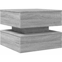 Berkfield Home Modern Coffee Table with LED Lights Grey Sonoma 50x50x40 cm | Size: 50 x 50 x 40 cm