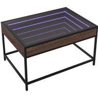 Berkfield Home Decorative Coffee Table with Infinity LED Brown Oak 70x50x41 cm | Size: 70 x 50 x 41 cm