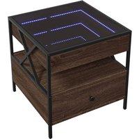 Berkfield Home Decorative Coffee Table with Infinity LED Brown Oak 50x50x51 cm | Size: 50 x 50 x 51 cm
