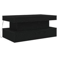 Berkfield Home Modern Coffee Table with LED Lights Black Oak 90x50x40 cm | Size: 90 x 50 x 40 cm