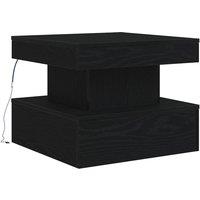 Berkfield Home Modern Coffee Table with LED Lights Black Oak 50x50x40 cm | Size: 50 x 50 x 40 cm