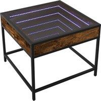 Berkfield Home Decorative Coffee Table with Infinity LED Smoked Oak 50x50x41 cm in Brown | Size: 50 x 50 x 41 cm