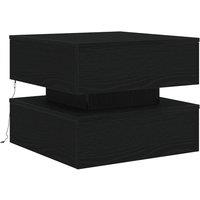 Berkfield Home Modern Coffee Table with LED Lights Black Oak 50x50x40 cm | Size: 50 x 50 x 40 cm