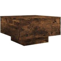 Berkfield Home Modern Coffee Table with LED Lights Smoked Oak 55x55x31 cm in Brown | Size: 55 x 55 x 31 cm