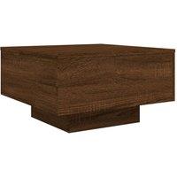 Berkfield Home Modern Coffee Table with LED Lights Brown Oak 55x55x31 cm | Size: 55 x 55 x 31 cm