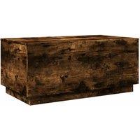 Berkfield Home Modern Coffee Table with LED Lights Smoked Oak 90x50x40 cm in Brown | Size: 90 x 50 x 40 cm