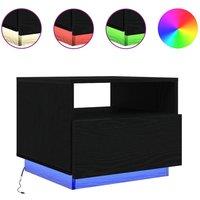 Berkfield Home Modern Coffee Table with LED Lights Black Oak 50x49x40 cm | Size: 50 x 49 x 40 cm