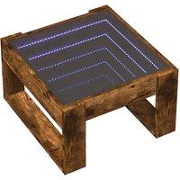 Berkfield Home Decorative Coffee Table with Infinity LED Smoked Oak 50x53x30 cm in Brown | Size: 50 x 53 x 30 cm