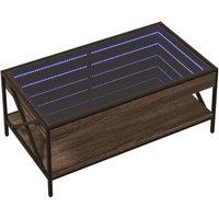 Berkfield Home Decorative Coffee Table with Infinity LED Brown Oak 90x50x38 cm | Size: 90 x 50 x 38 cm