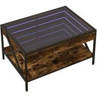 Berkfield Home Decorative Coffee Table with Infinity LED Smoked Oak 70x50x38 cm in Brown | Size: 70 x 50 x 38 cm
