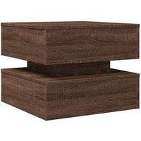 Berkfield Home Modern Coffee Table with LED Lights Brown Oak 50x50x40 cm | Size: 50 x 50 x 40 cm