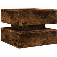 Berkfield Home Modern Coffee Table with LED Lights Smoked Oak 50x50x40 cm in Brown | Size: 50 x 50 x 40 cm