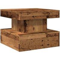 Berkfield Home Modern Coffee Table with LED Lights Old Wood 50x50x40 cm in Brown | Size: 50 x 50 x 40 cm