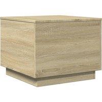 Berkfield Home Modern Coffee Table with LED Lights Sonoma Oak 50x50x40 cm in Light Tan | Size: 50 x 50 x 40 cm