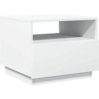 Berkfield Home Modern Coffee Table with LED Lights White 50x49x40 cm | Size: 50 x 49 x 40 cm