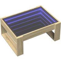 Berkfield Home Decorative Coffee Table with Infinity LED Sonoma Oak 70x53x30 cm in Natural | Size: 70 x 53 x 30 cm
