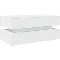 Berkfield Home Modern Coffee Table with LED Lights White 90x50x40 cm | Size: 90 x 50 x 40 cm