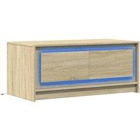 Berkfield Home Durable Coffee Table with LED Lights Sonoma Oak Engineered Wood in Light Tan