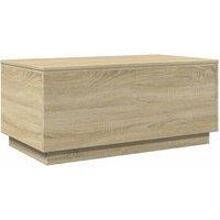 Berkfield Home Modern Coffee Table with LED Lights Sonoma Oak 90x50x40 cm in Light Brown | Size: 90 x 50 x 40 cm