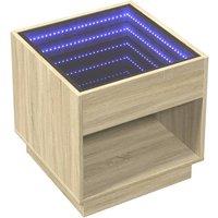 Berkfield Home Decorative Coffee Table with Infinity LED Sonoma Oak 50x50x50 cm in Light Oak | Size: 50 x 50 x 50 cm