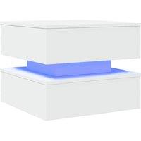 Berkfield Home Modern Coffee Table with LED Lights White 50x50x40 cm | Size: 50 x 50 x 40 cm