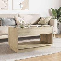 Berkfield Home Decorative Coffee Table with Infinity LED Sonoma Oak 90x50x50 cm in Light Brown | Size: 90 x 50 x 50 cm