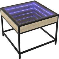 Berkfield Home Decorative Coffee Table with Infinity LED Sonoma Oak 50x50x41 cm in Brown | Size: 50 x 50 x 41 cm