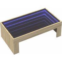 Berkfield Home Decorative Coffee Table with Infinity LED Sonoma Oak 90x50x30 cm in Light Tan | Size: 90 x 50 x 30 cm