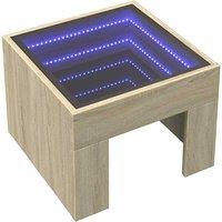 Berkfield Home Decorative Coffee Table with Infinity LED Sonoma Oak 40x40x30 cm in Light Brown | Size: 40 x 40 x 30 cm
