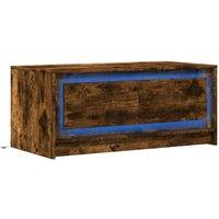 Berkfield Home Durable Coffee Table with LED Lights Smoked Oak Engineered Wood in Brown