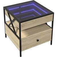 Berkfield Home Decorative Coffee Table with Infinity LED Sonoma Oak 50x50x51 cm in Brown | Size: 50 x 50 x 51 cm