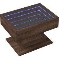 Berkfield Home Decorative Coffee Table with LED Brown Oak 70x50x45 cm Engineered Wood | Size: 70 x 50 x 45 cm