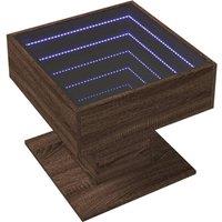 Berkfield Home Decorative Coffee Table with LED Brown Oak 50x50x45 cm Engineered Wood | Size: 50 x 50 x 45 cm