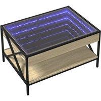 Berkfield Home Decorative Coffee Table with Infinity LED Sonoma Oak 70x50x38 cm in Light Brown | Size: 70 x 50 x 38 cm