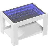 Berkfield Home Decorative Coffee Table with LED White 73x53x45 cm Engineered Wood | Size: 73 x 53 x 45 cm