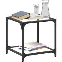 Berkfield Home Modern Coffee Table with Transparent Glass Top 40x40x40 cm Steel in Black | Size: 40 x 40 x 40 cm