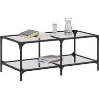 Berkfield Home Modern Coffee Table with Transparent Glass Top 98.5x50x40 cm Steel