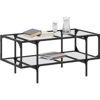 Berkfield Home Modern Coffee Table with Transparent Glass Top 98.5x50x45 cm Steel