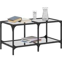 Berkfield Home Modern Coffee Table with Transparent Glass Top 78.5x40x40 cm Steel