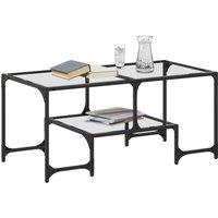 Berkfield Home Modern Coffee Table with Transparent Glass Top 98.5x50x45 cm Steel
