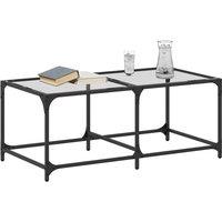 Berkfield Home Modern Coffee Table with Transparent Glass Top 98.5x50x40 cm Steel
