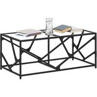 Berkfield Home Modern Coffee Table with Transparent Glass Top 98.5x50x41 cm Steel
