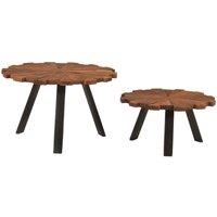 Berkfield Home Decorative Coffee Tables 2 pcs Solid Wood Reclaimed & Iron in Brown