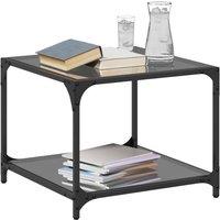 Berkfield Home Modern Coffee Tables with Black Glass Top 2 pcs 50x50x40 cm Steel | Size: 50 x 50 x 40 cm