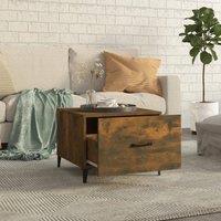 Berkfield Home Decorative Coffee Tables with Metal Legs 2 pcs Smoked Oak 50x50x40 cm in Brown | Size: 50 x 50 x 40 cm