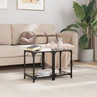 Berkfield Home Modern Coffee Tables with Black Glass Top 2 pcs 30x30x40 cm Steel | Size: 30 x 30 x 40 cm