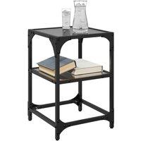 Berkfield Home Decorative Coffee Tables with Black Glass Top 2 pcs 30x30x45 cm Steel | Size: 30 x 30 x 45 cm