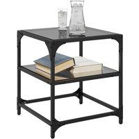 Berkfield Home Decorative Coffee Tables with Black Glass Top 2 pcs 40x40x45 cm Steel | Size: 40 x 40 x 45 cm