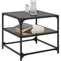 Berkfield Home Decorative Coffee Tables with Black Glass Top 2 pcs 50x50x45 cm Steel | Size: 50 x 50 x 45 cm