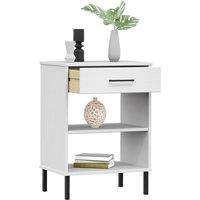 Berkfield Home Beautiful Console Cabinet with Metal Legs White Solid Wood Pine OSLO
